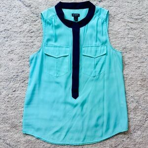 J. Crew Seafoam Green Sleeveless Button Silk Tank Top